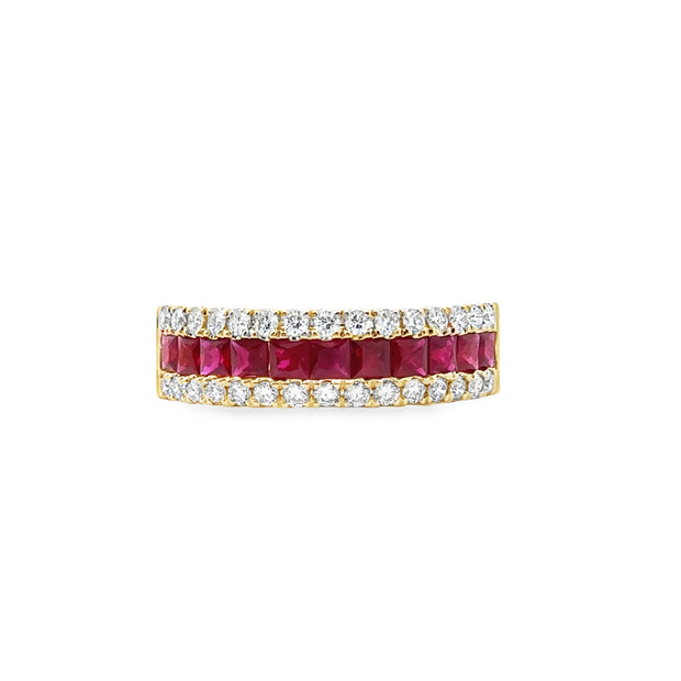 Yellow Gold Ruby and Diamond Band