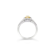 White/Yellow Gold Fancy Yellow Diamond Halo Ring