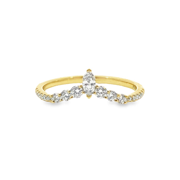 Yellow Gold Curved Diamond Band