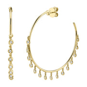 Shy Creation Yellow Gold Diamond Hoop Earrings
