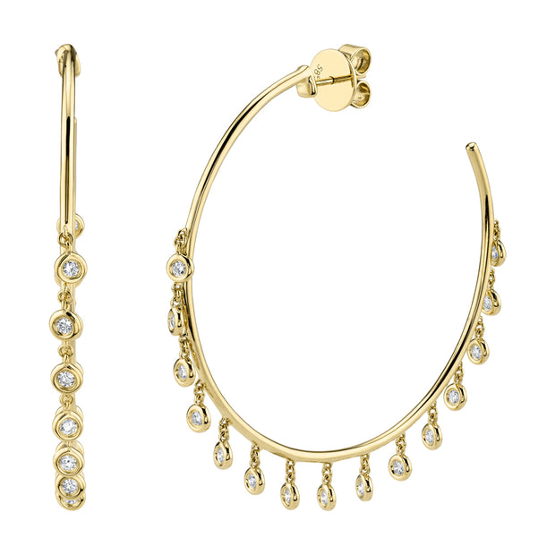 Shy Creation Yellow Gold Diamond Hoop Earrings