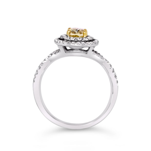 White/Yellow Gold Fancy Yellow Diamond Halo Ring