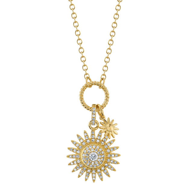 Shy Creation Yellow Gold Diamond Sun Necklace