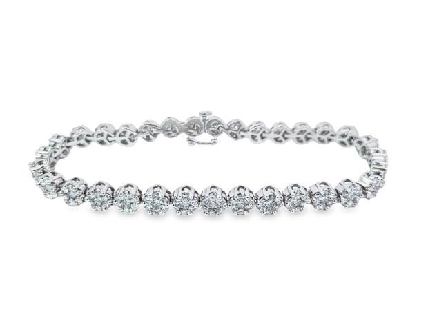 White Gold Diamond Cluster Bracelet