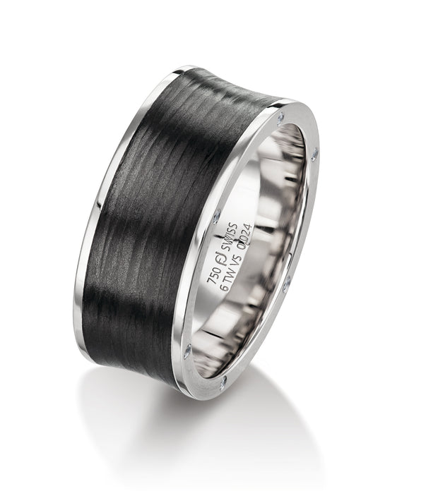 Furrer Jacot Palladium/Carbon Fiber Men's Wedding Band