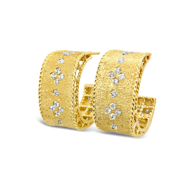 Yellow Gold Diamond Hoop Earrings