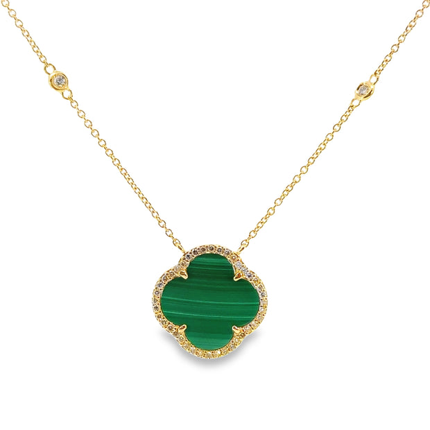 Yellow Gold Malachite and Diamond Fashion Necklace