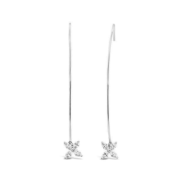 White Gold Diamond Fashion Dangle Earrings