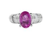 White Gold Pink Sapphire & Diamond Ring