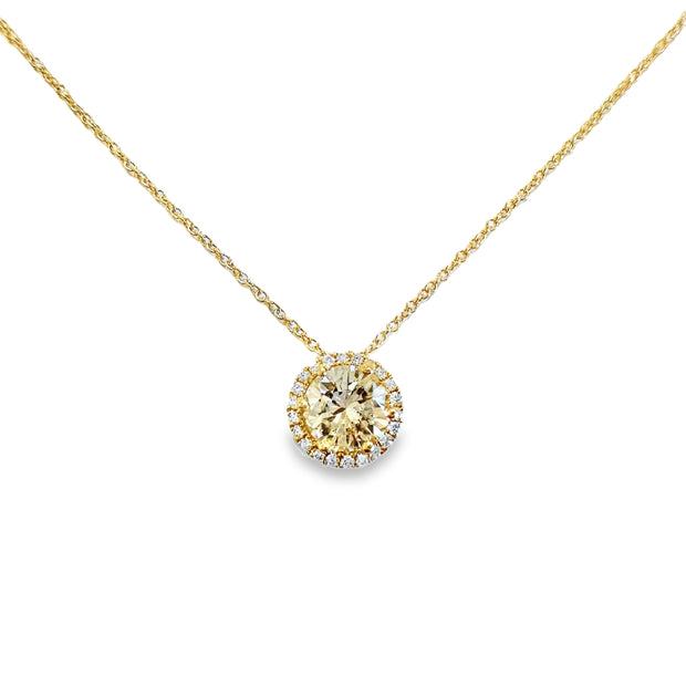 Yellow Gold Diamond Halo Pendant