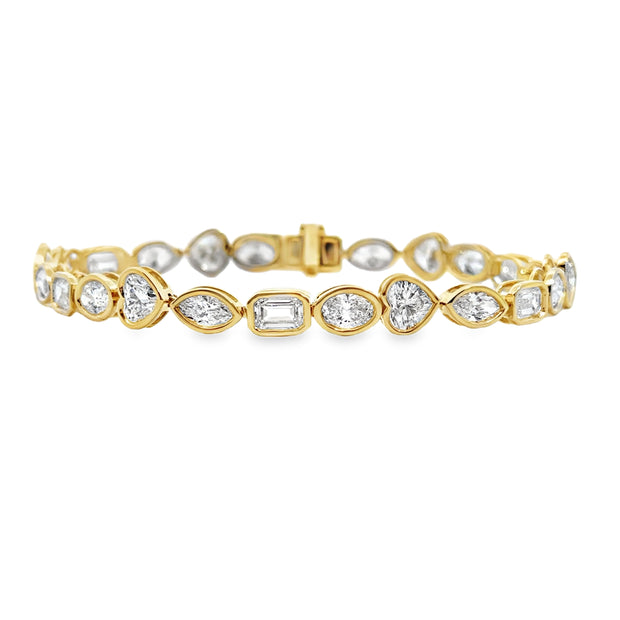 Lab Grown Yellow Gold Multi-Shape Diamond Fashion Bracelet