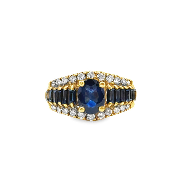 Yellow Gold Sapphire and Diamond Fashion Ring