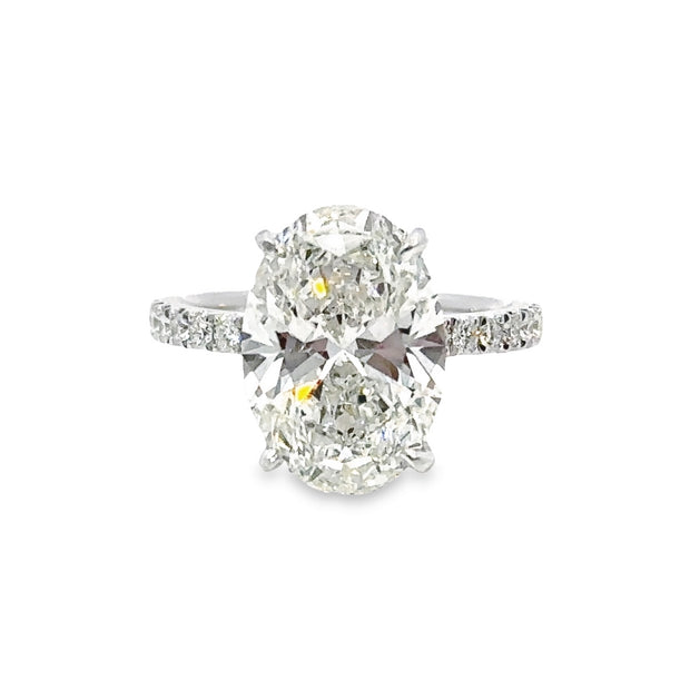 Lab Grown White Gold Oval Shape Diamond Halo Engagement Ring