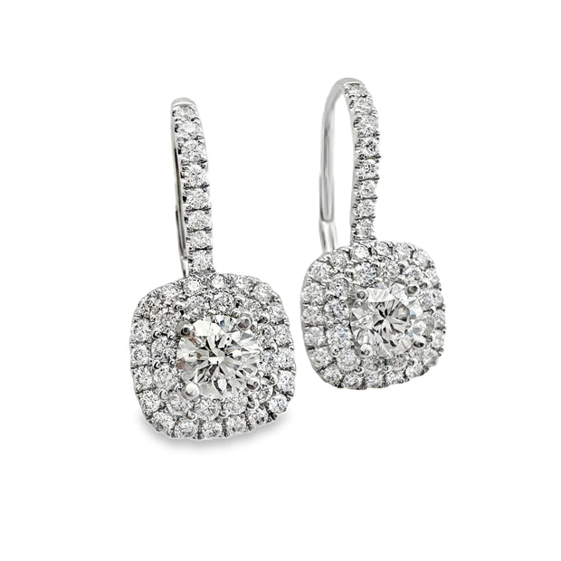 Forevermark White Gold Diamond Halo Dangle Earrings