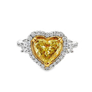 White/Yellow Gold Fancy Yellow Diamond Halo Ring