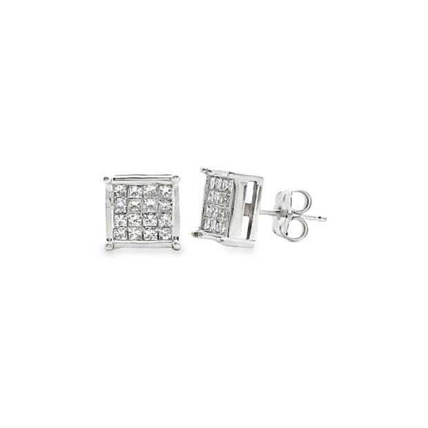 White Gold Diamond Stud Fashion Earrings