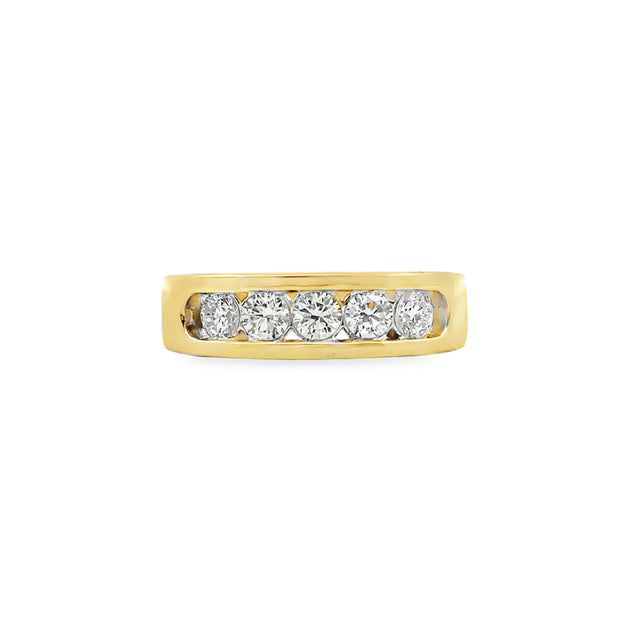 Yellow Gold Men's Five Stone Diamond Band