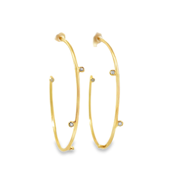 Just Jules Yellow Gold Diamond Bubble Hoop Earrings