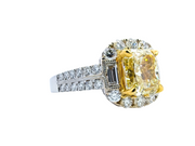 White/Yellow Gold Fancy Yellow Diamond Halo Ring