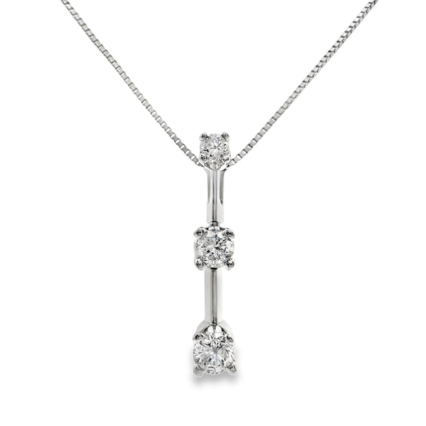 White Gold Three Stone Diamond Fashion Pendant