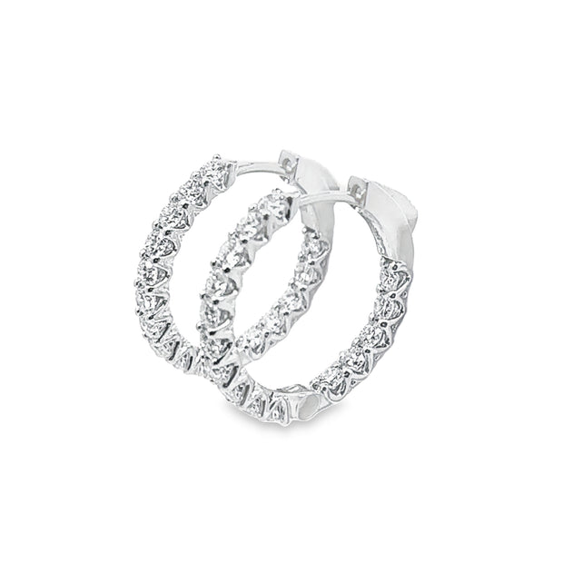 Lab Grown 2.00 Cttw. White Gold Diamond Inside Outside Hoop Earrings