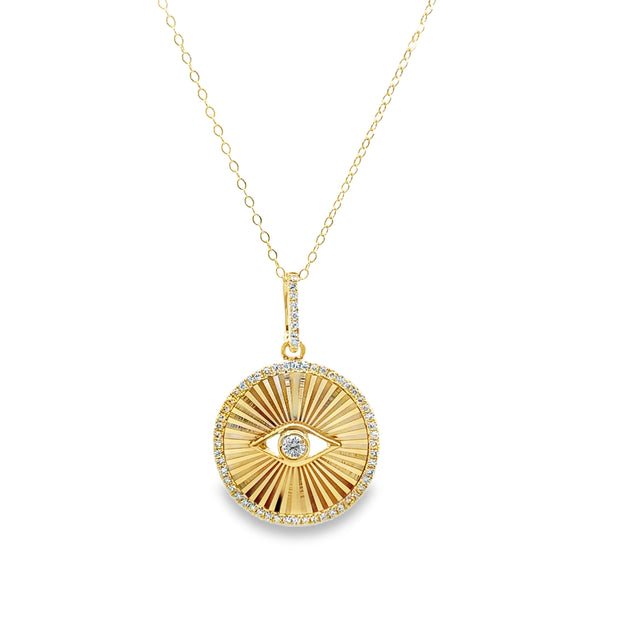 Yellow Gold Diamond Evil Eye Pendant