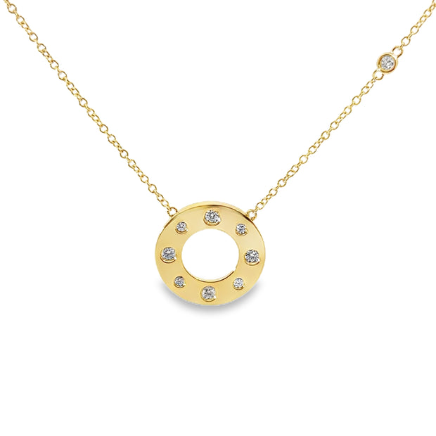 Yellow Gold Diamond Circle Necklace