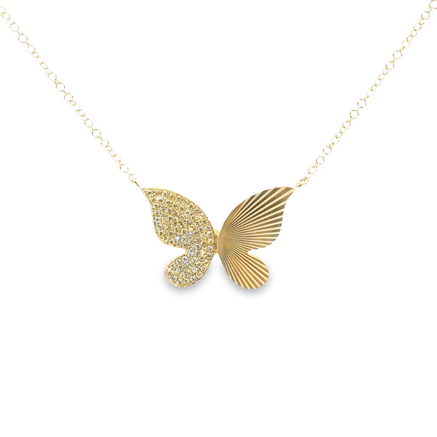 Yellow Gold Diamond Butterfly Necklace