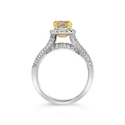 White/Yellow Gold Fancy Yellow Diamond Halo Ring