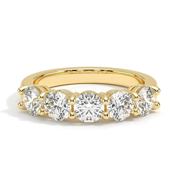 Lab Grown Yellow Gold Five Stone Diamond Band