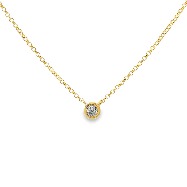 Yellow Gold Diamond Solitaire Necklace