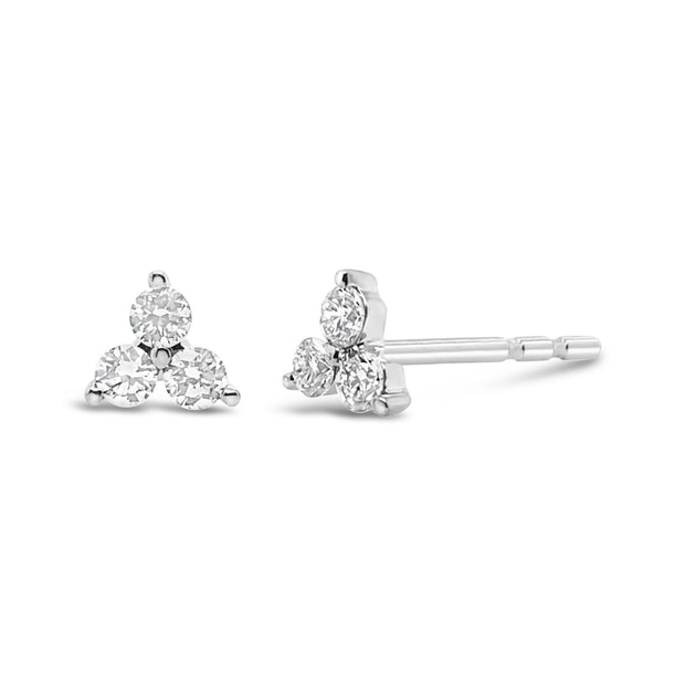 White Gold Three Stone Diamond Stud Fashion Earrings