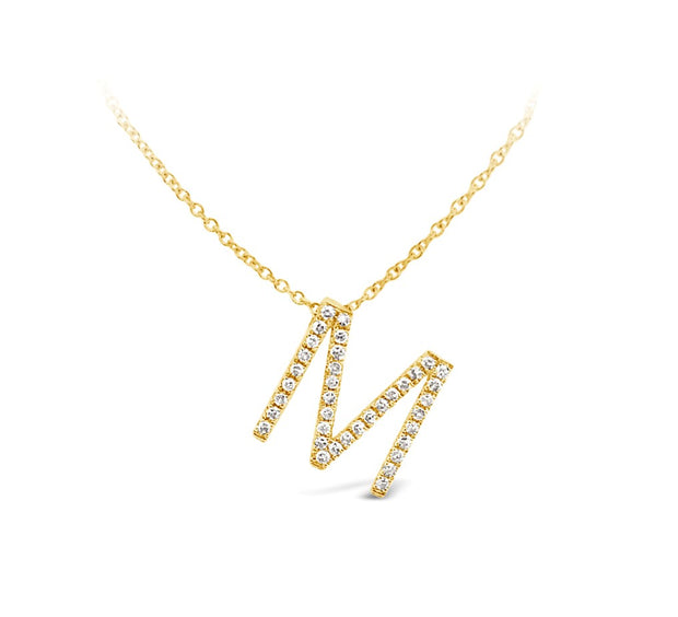 Yellow Gold Diamond Initial Pendant