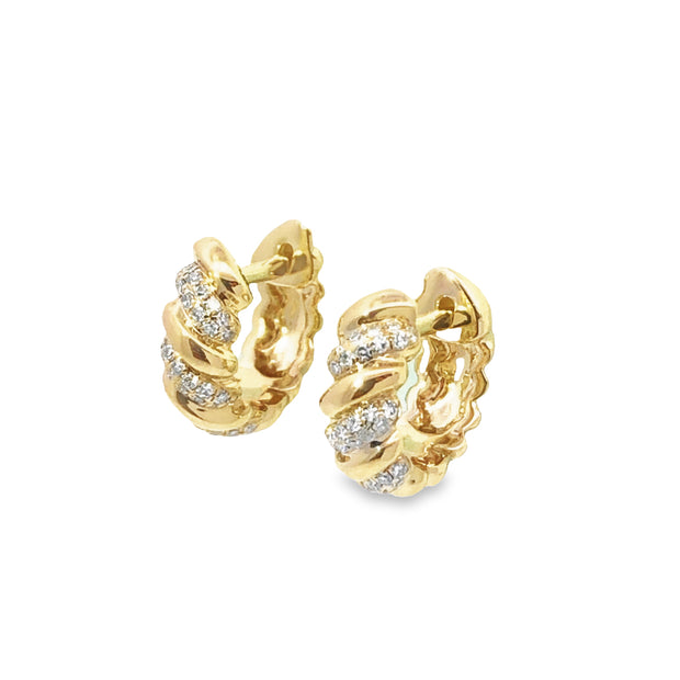 Yellow Gold Diamond Huggie Earrings