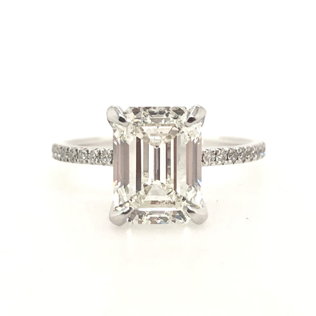 White Gold Hidden Halo Diamond Engagement Ring