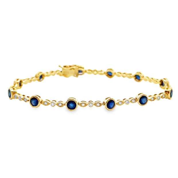 Yellow Gold Sapphire and Diamond Fashion Bracelet