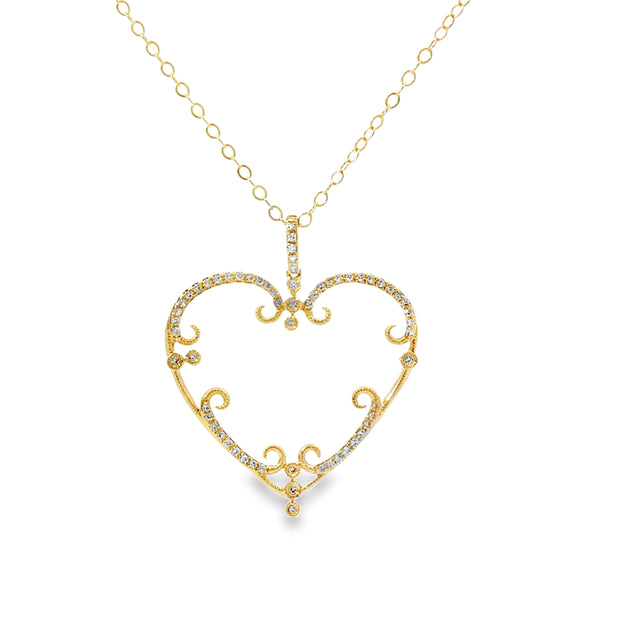 Yellow Gold Diamond Heart Pendant