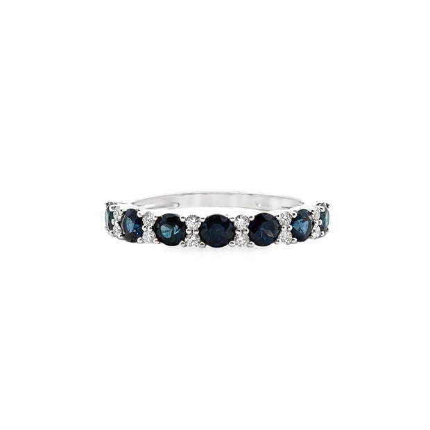White Gold Sapphire and Diamond Wedding Band