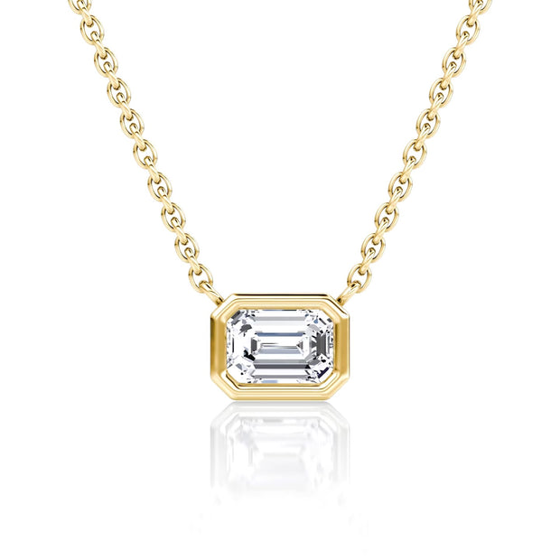 Lab Grown Yellow Gold Diamond Solitaire Necklace
