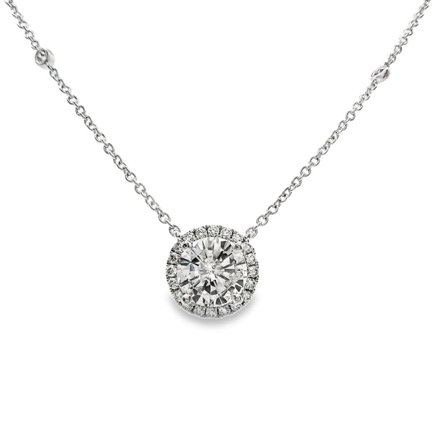 White Gold Diamond Halo Necklace
