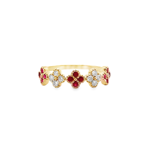 Yellow Gold Ruby and Diamond Band