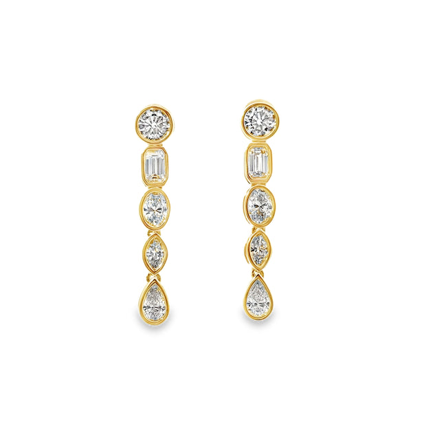 Lab Grown Yellow Gold Diamond Dangle Earrings