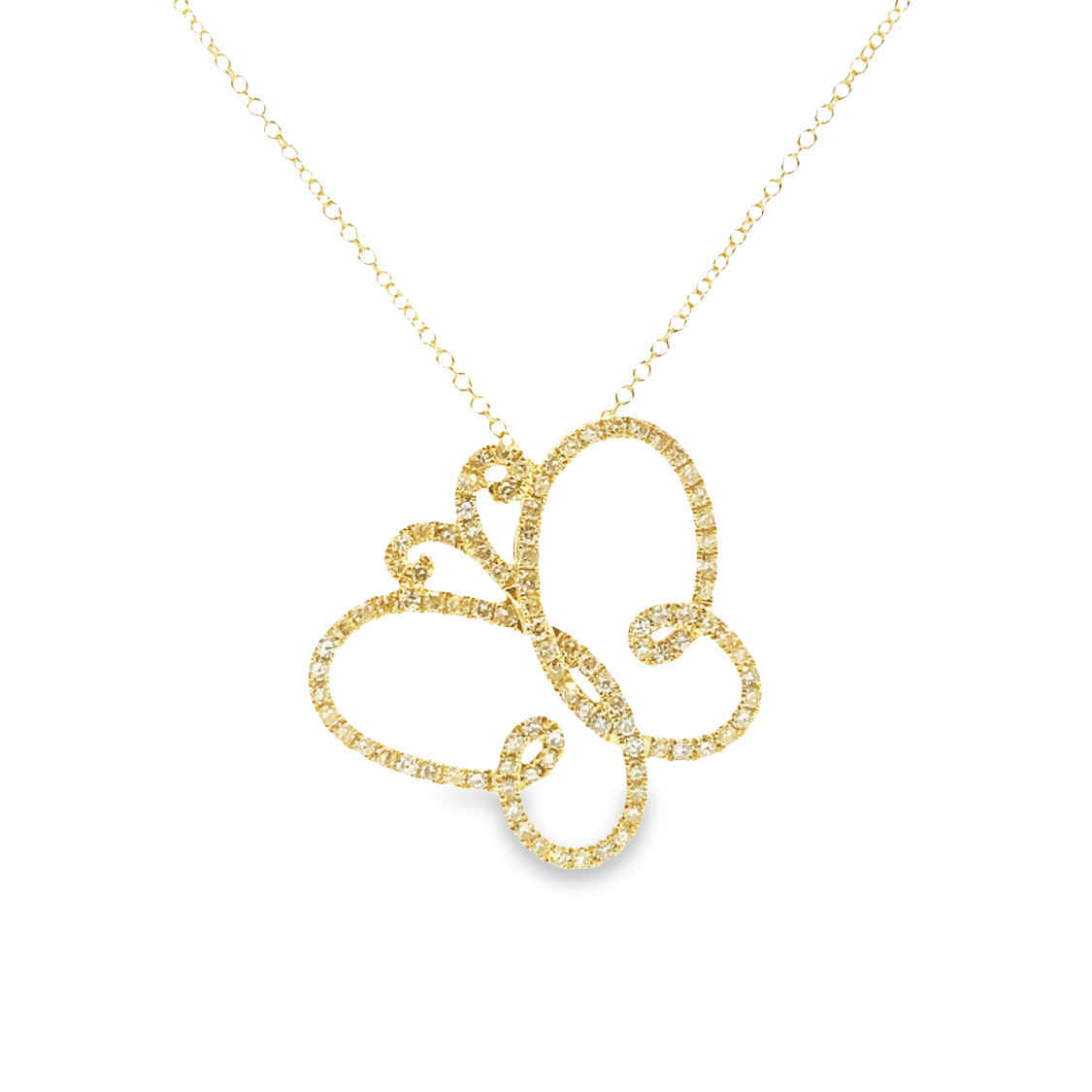 Yellow Gold Diamond Butterfly Pendant