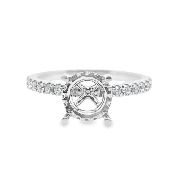 White Gold Hidden Halo Diamond Engagement Ring