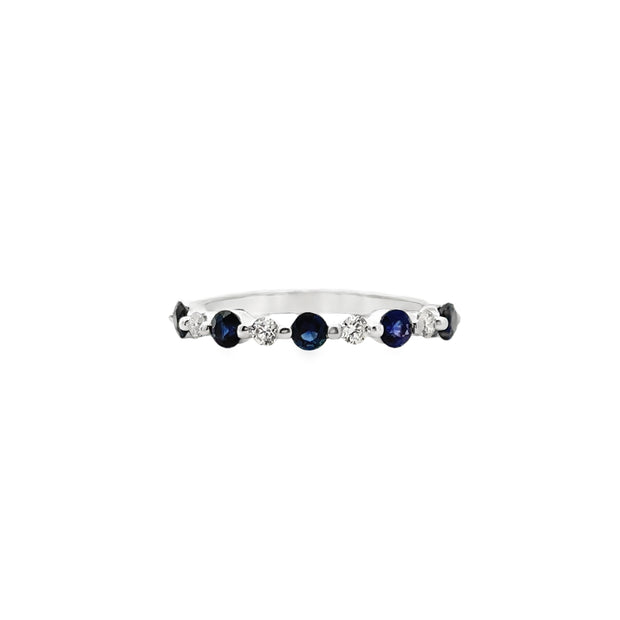 White Gold Sapphire and Diamond Band