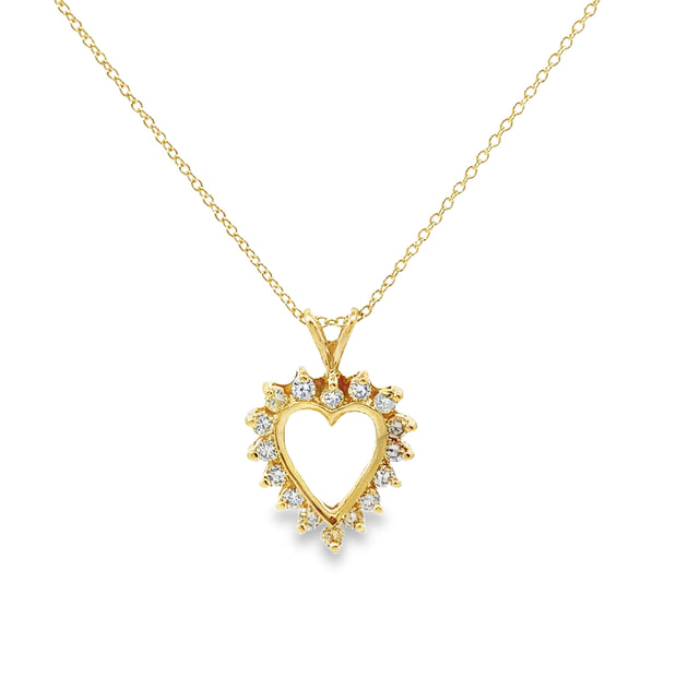 Yellow Gold Diamond Heart Pendant