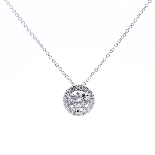 Lab Grown White Gold Diamond Halo Pendant