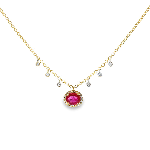 Meira T Yellow Gold Ruby and Diamond Necklace