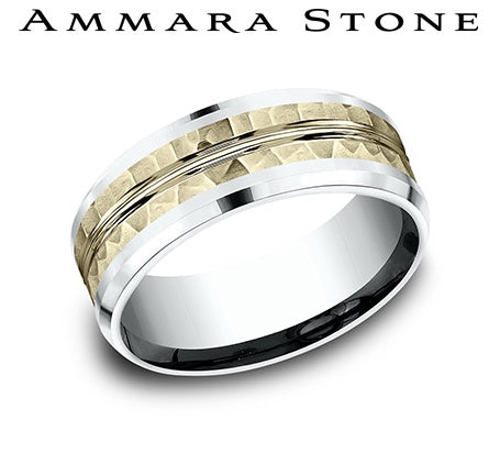 Benchmark White/Yellow Gold Men's Wedding Band