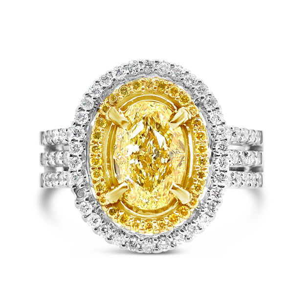 White/Yellow Gold Fancy Yellow Diamond Halo Ring